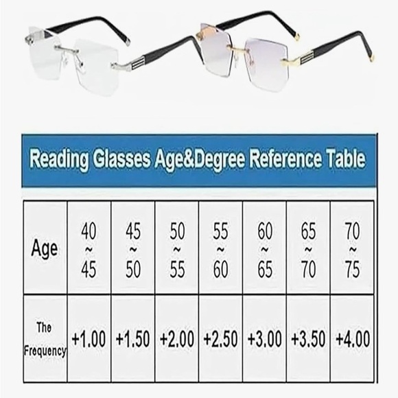 Black Rimless Reading/Magnifying Glasses Unisex +200 - Picture 3 of 5